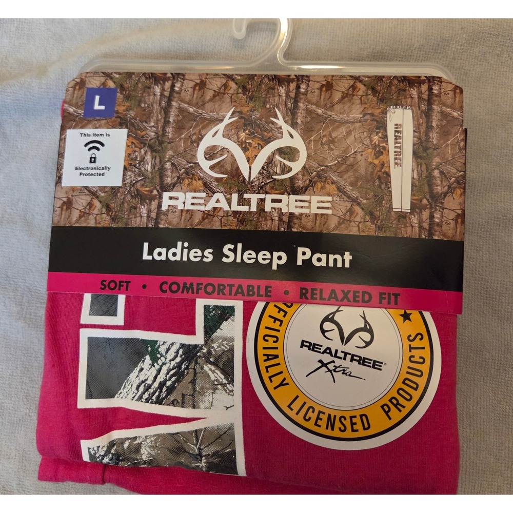 Realtree Ladies Sleep Pant Lounge Pink Camo Soft Comfortable Relaxed Fit L